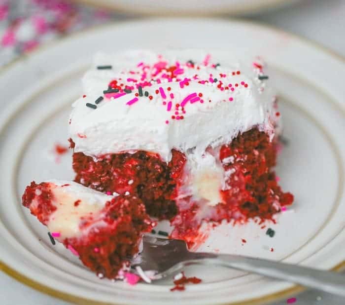 Easy Dreamy Red Velvet Cream Cheese Poke Cake