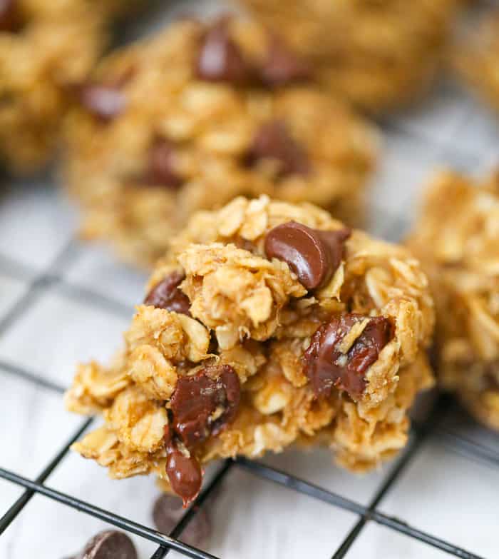 Flourless Peanut Butter Banana Oat Chocolate Chip Cookies - 5 Ingredients