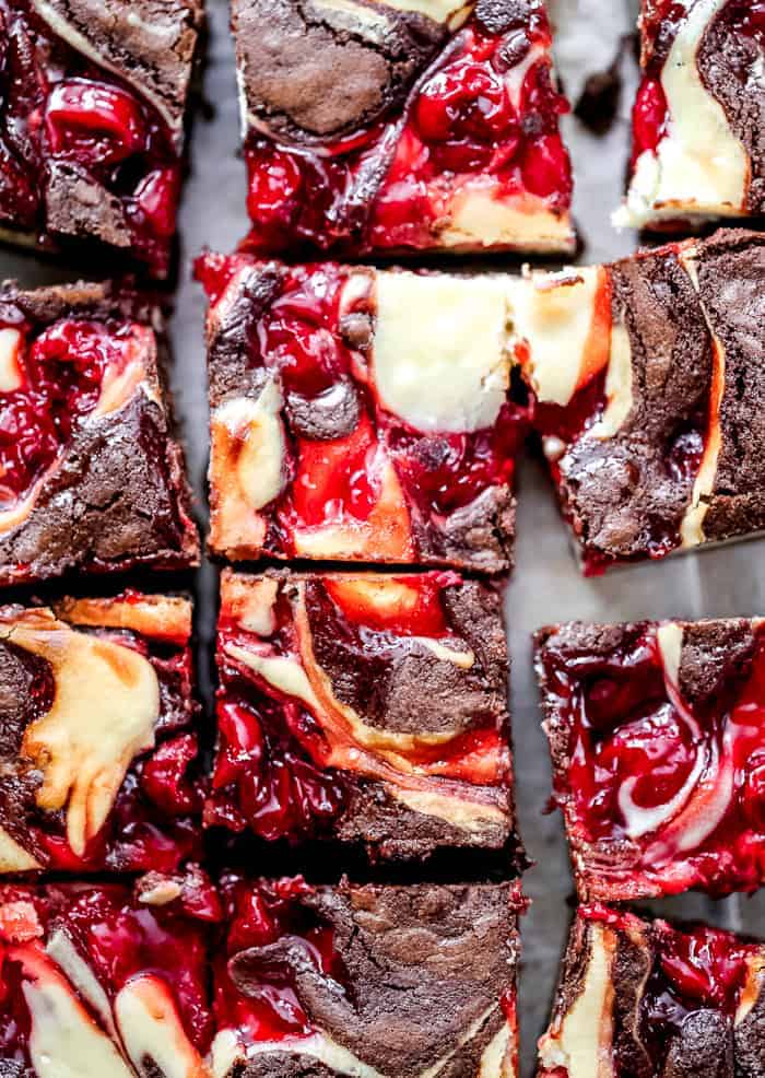 OMG! Heavenly Cherry Cheesecake Swirl Brownies