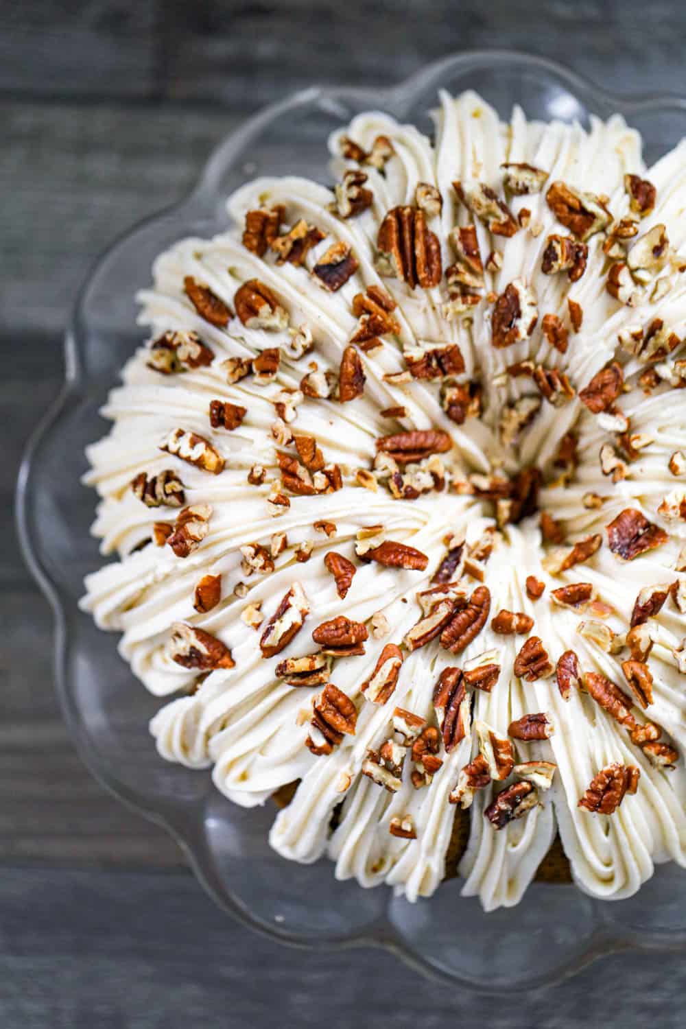 Pumpkin Bundt Cake with cream cheese frosting - front view