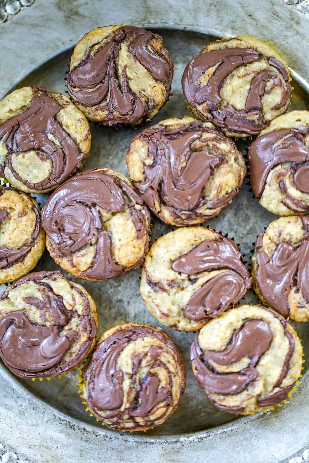 Banana Nutella Swirl Muffins