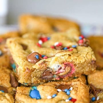 Patriotic M&M Party Cookie Bars
