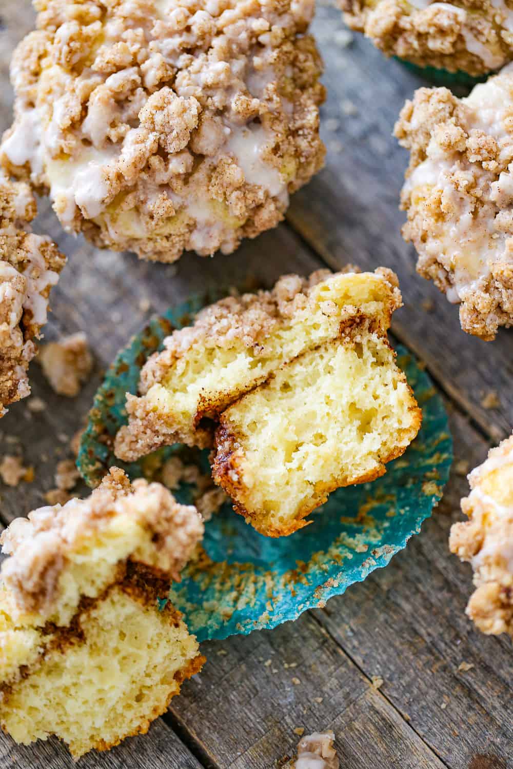 made with Greek yogurt and cinnamon sugar layer in the middle. topped with the most delicious crumb topping, that best part!