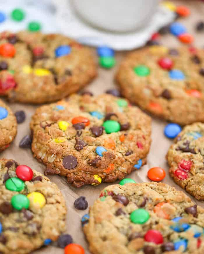 Flourless Jumbo Peanut Butter Monster Cookies! {Healthy}