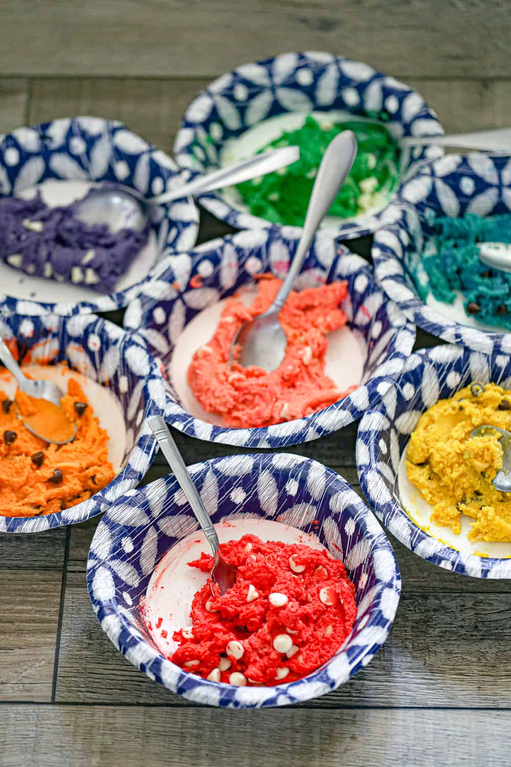 rainbow cookies with chocolate chips
