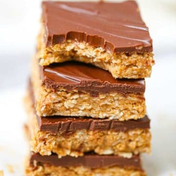 Healthy No-Bake Chocolate Peanut Butter Oatmeal Bars