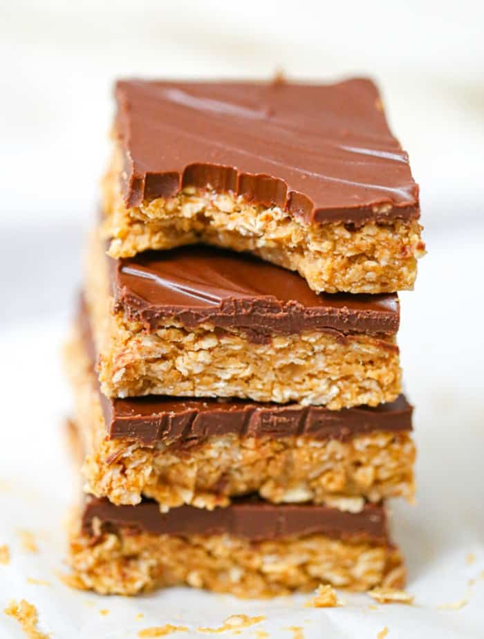 Healthy No-Bake Chocolate Peanut Butter Oatmeal Bars