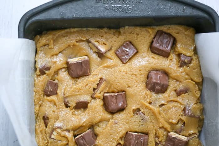 Ultimate Snickers Peanut Butter Blondies recipe