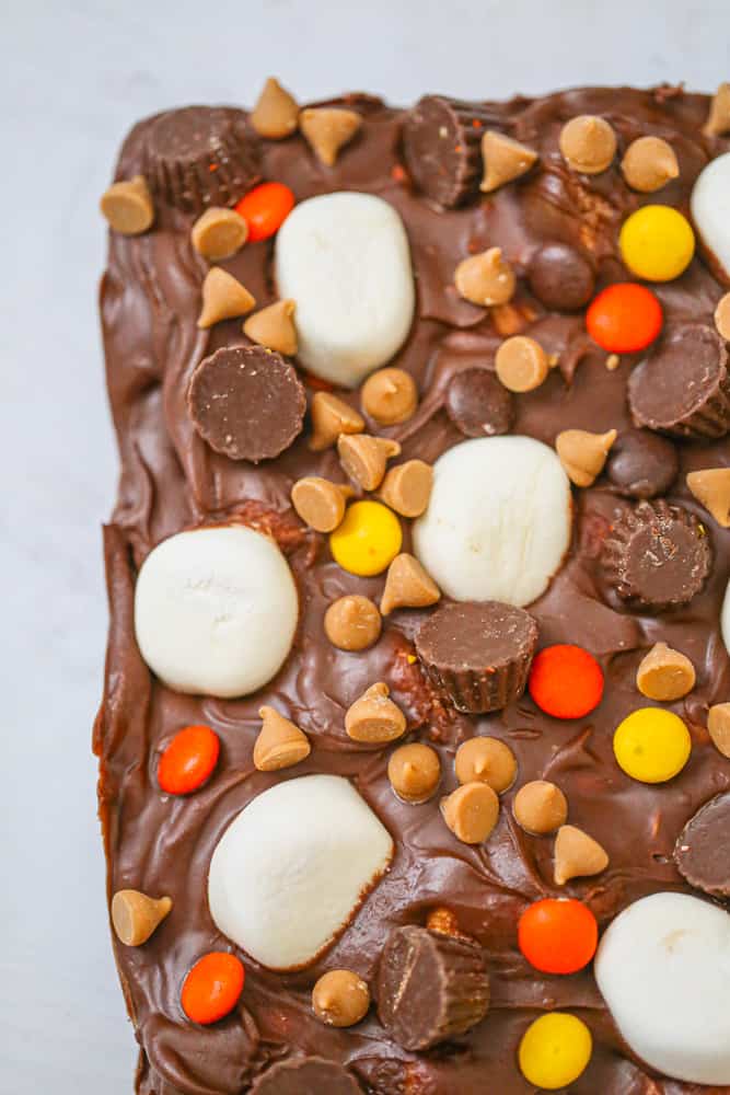 easy Chocolate Marshmallow Peanut Butter squares Bars Recipe candy candies