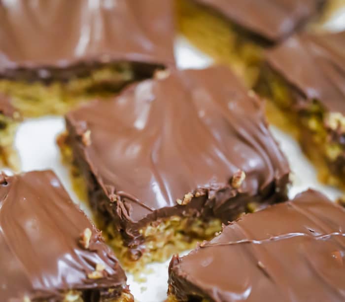 OMG Honey Chex Chocolate Peanut Butter Bars cereal treats recipe