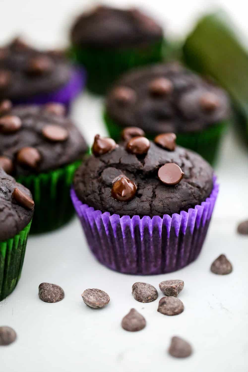 chocolate zucchini muffins recipe with chocolate chips