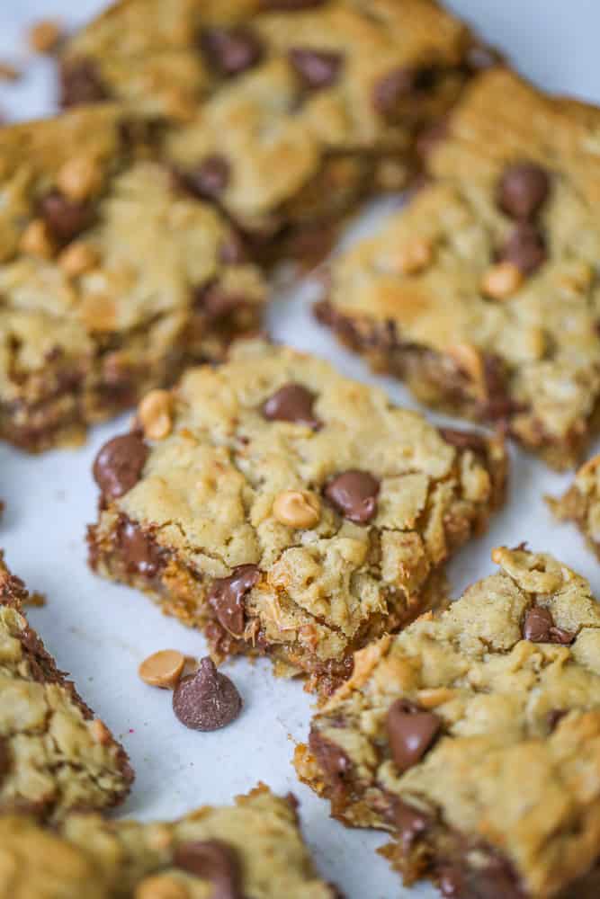 Oatmeal Butterscotch & Chocolate Chip Cookie Bars easy recipes desserts for fall baking