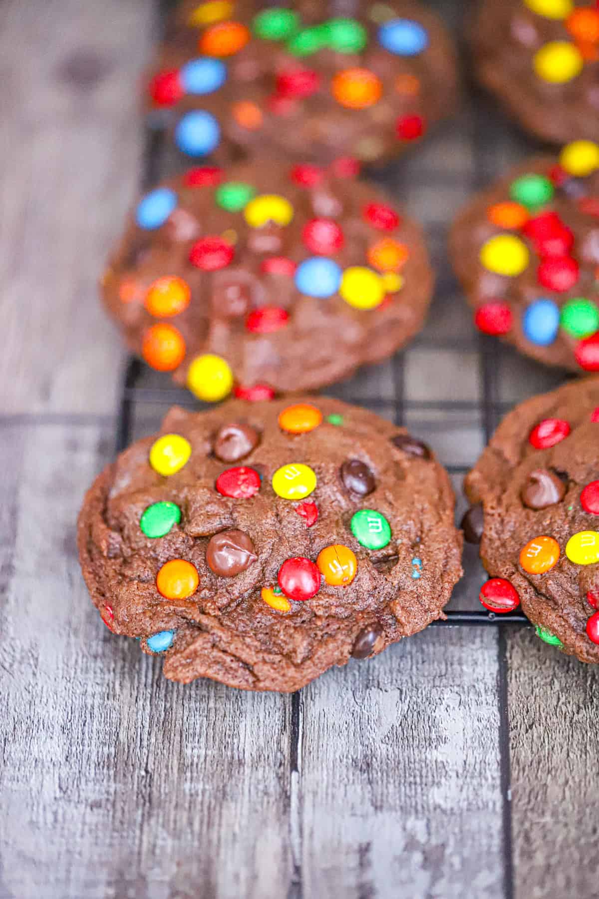 mixing triple chocolate cookie dough