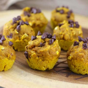Healthy Mini Pumpkin Oat Chocolate Chip Muffins