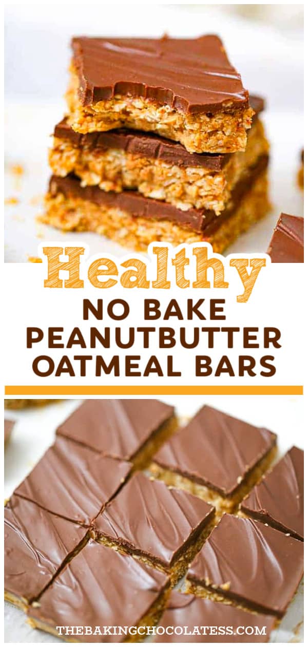 Healthy Chocolate Peanut Butter Oatmeal Bars