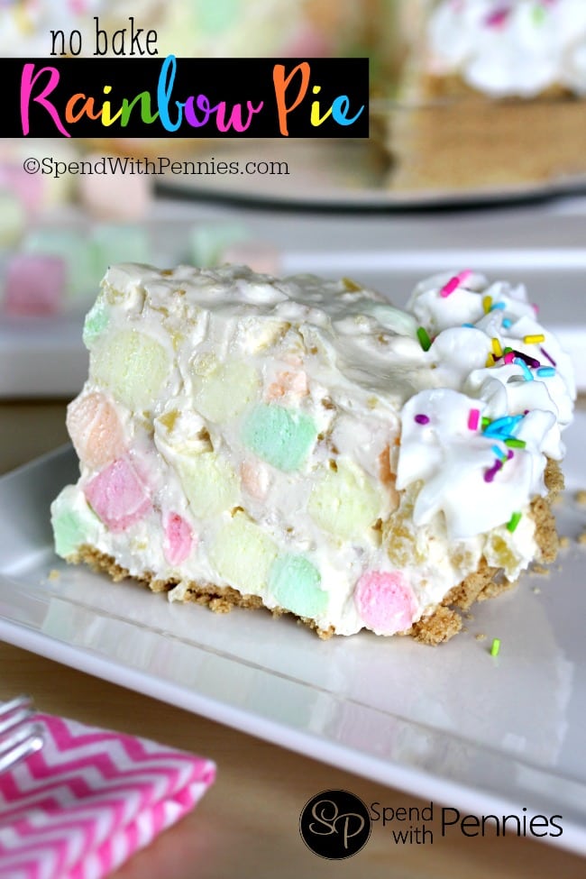 No-Bake-Rainbow-Pie No Bake Rainbow Pie @ Spend With Pennies easy light and fluffy desserts