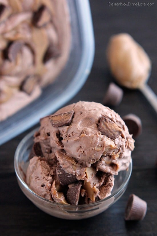 No Churn Chocolate Peanut Butter Cup Ice Cream @&nbsp;Dessert Now, Dinner Later