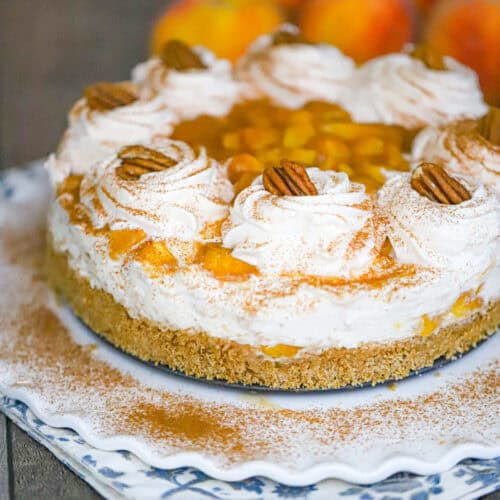 No Bake CARAMEL PEACH CHEESECAKE