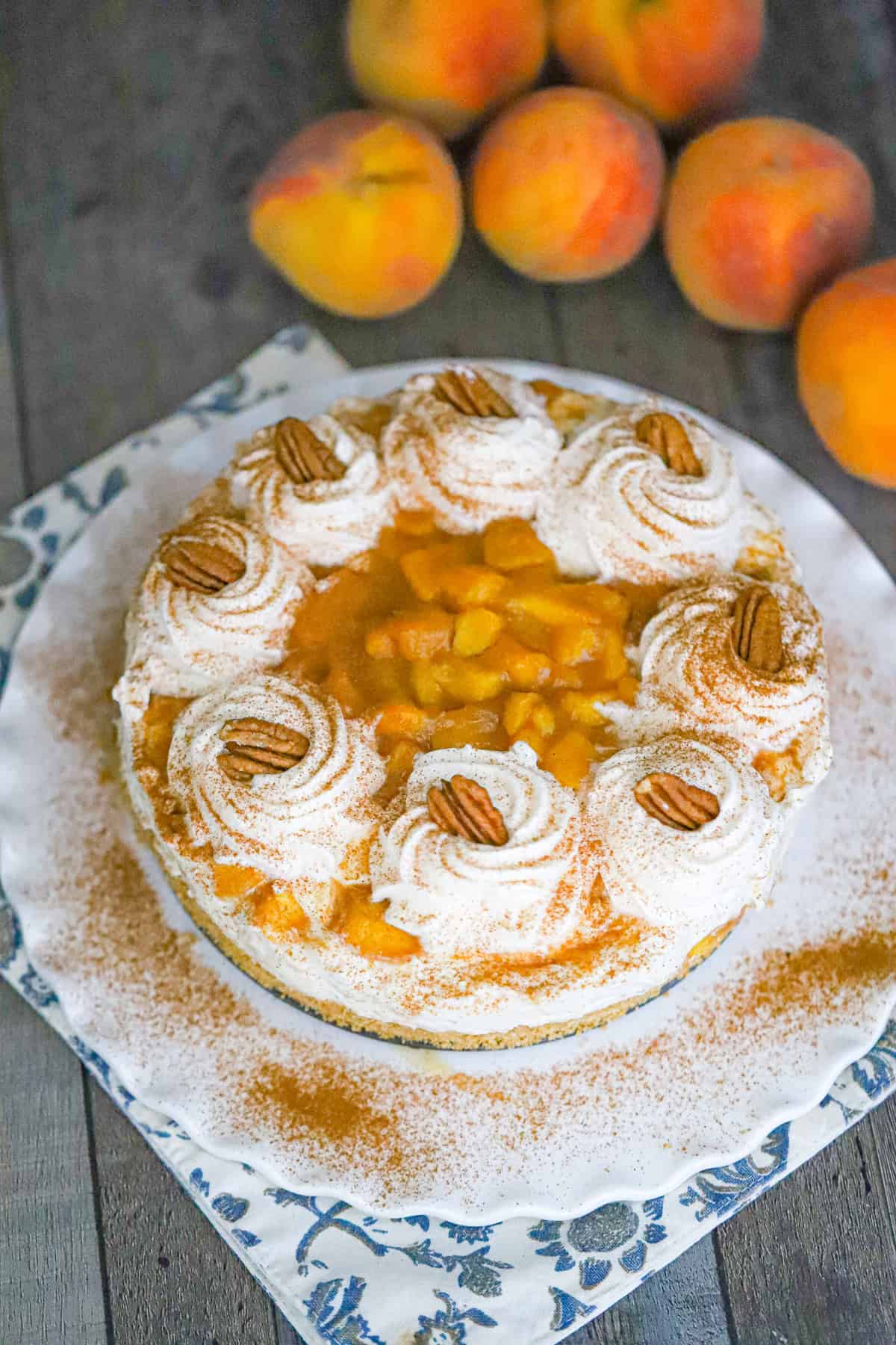 No Bake CARAMEL PEACH CHEESECAKE