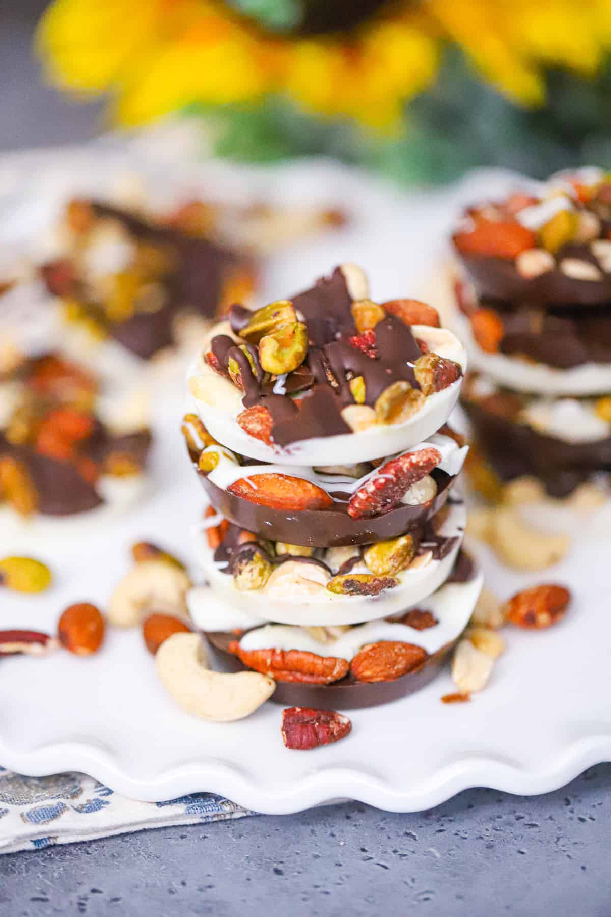 Closeup of nuts and chocolate snack cups