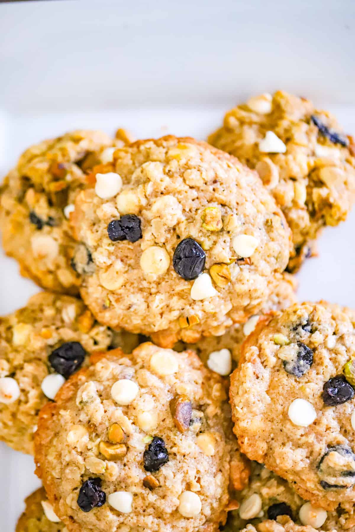 Hearty and healthy Oatmeal Pistachio Cookies with Cherries & White Chocolate recipe