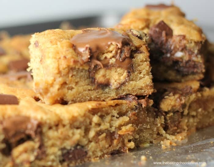 Chunky Monkey Peanut Butter Cup Banana Blondies