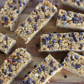 No Bake Chewy Chocolate Chip Peanut Butter Granola Bars
