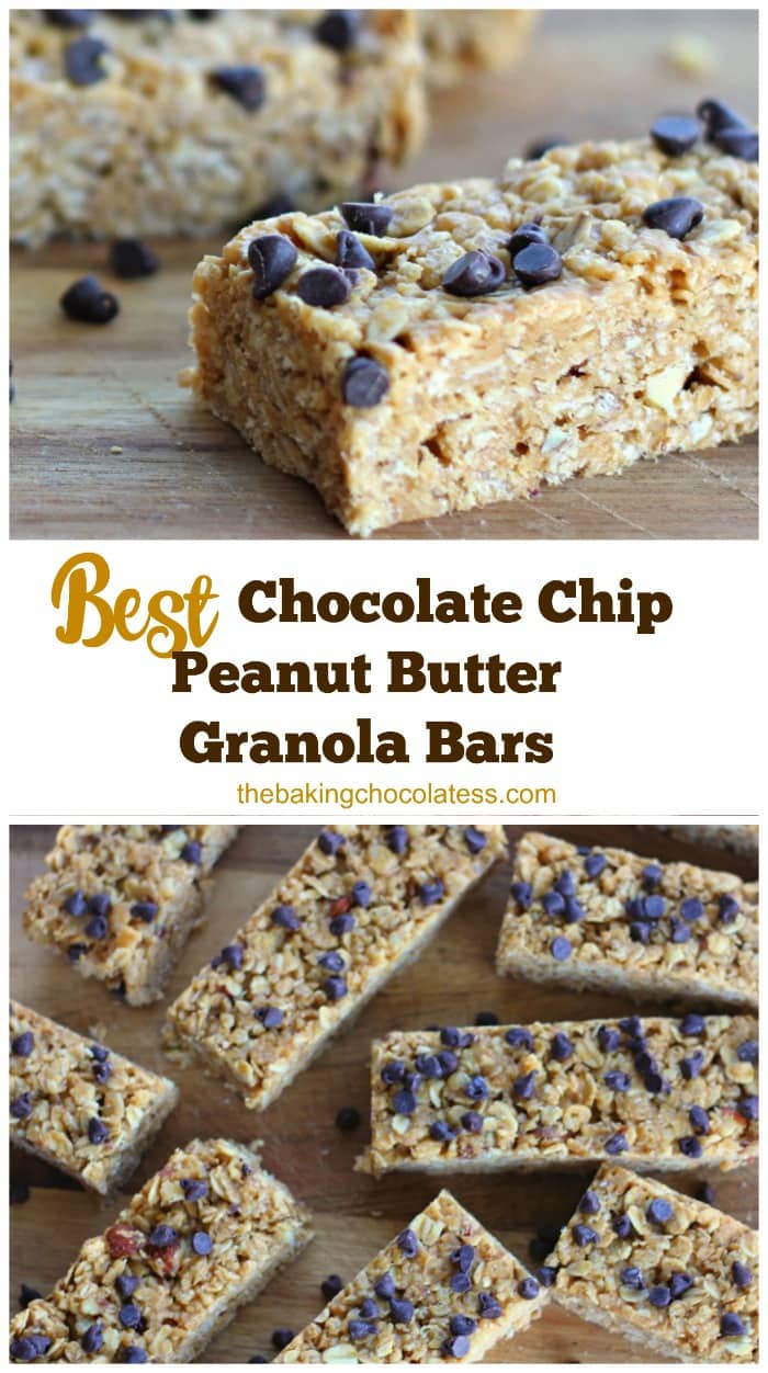 No Bake Chewy Chocolate Chip Peanut Butter Granola Bars