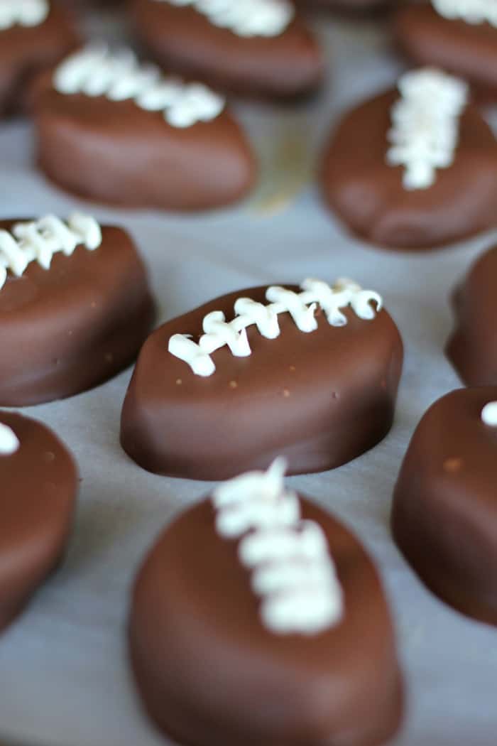 Home-made Chocolate Peanut Butter Cup Footballs