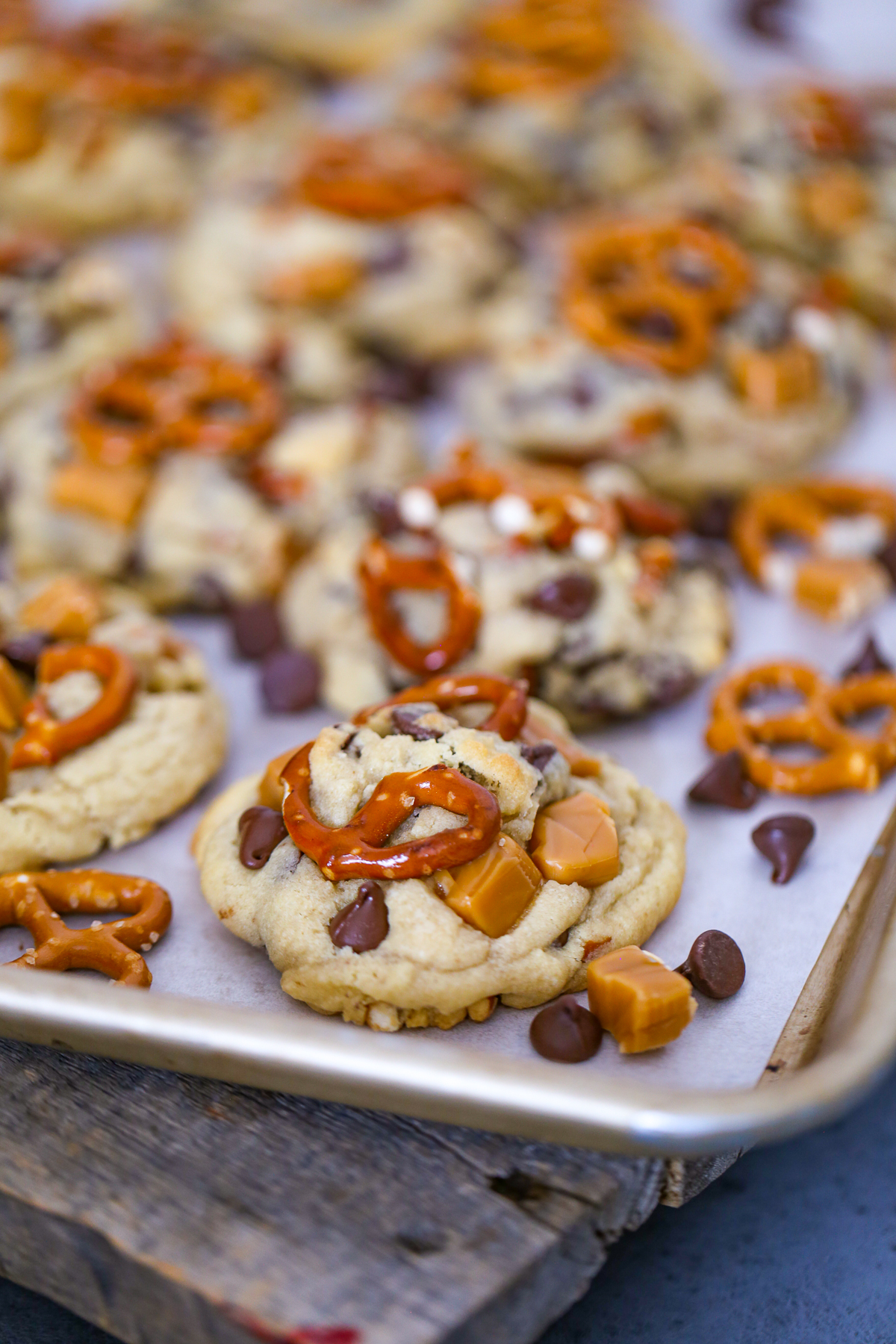 Caramel Pretzel Chocolate Chip Cookies christmas recipe