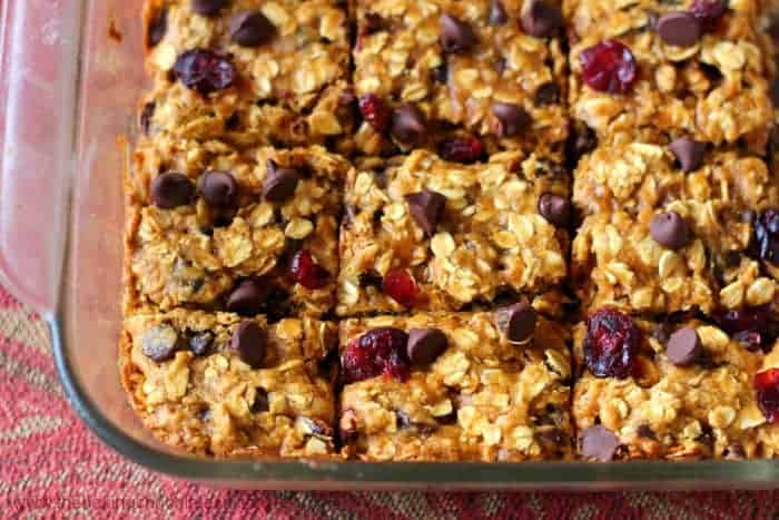 Pumpkin Cranberry Chocolate Chip Oatmeal Bars