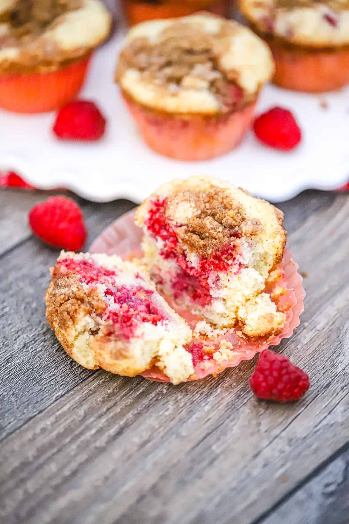 Easy Fresh Raspberry Coffee Cake Streusel Muffins recipe