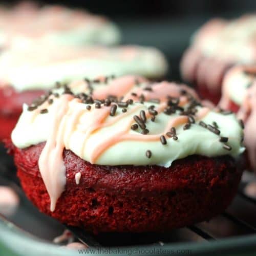 Red Velvet Cake Donuts with Cream Cheese Frosting (Of course)