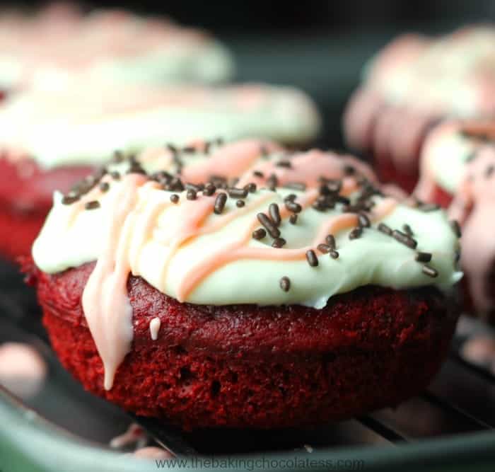 Red Velvet Cake Donuts with Cream Cheese Frosting (Of course)