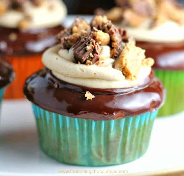 Double Stuffed Peanut Butter Cup Bliss Cupcakes
