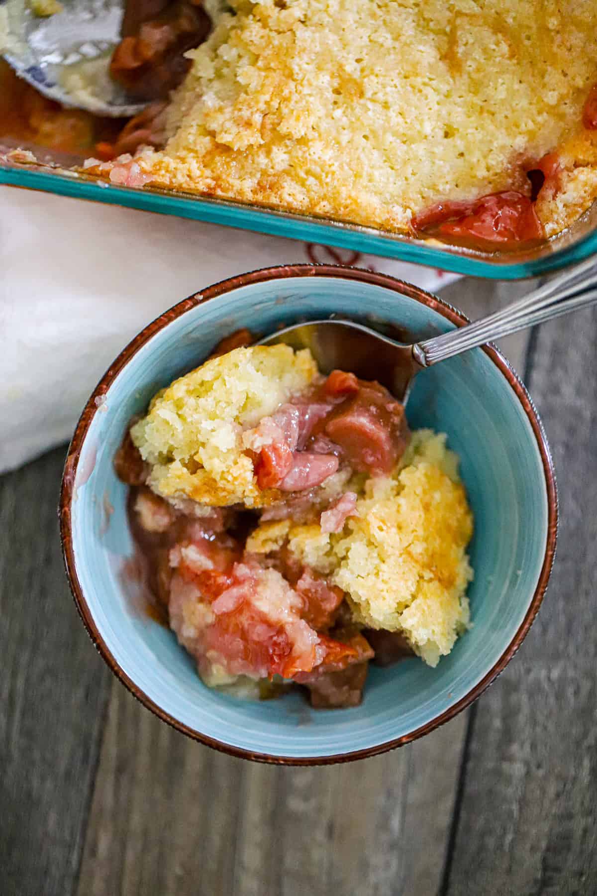 Easiest Rhubarb Cherry Cobbler