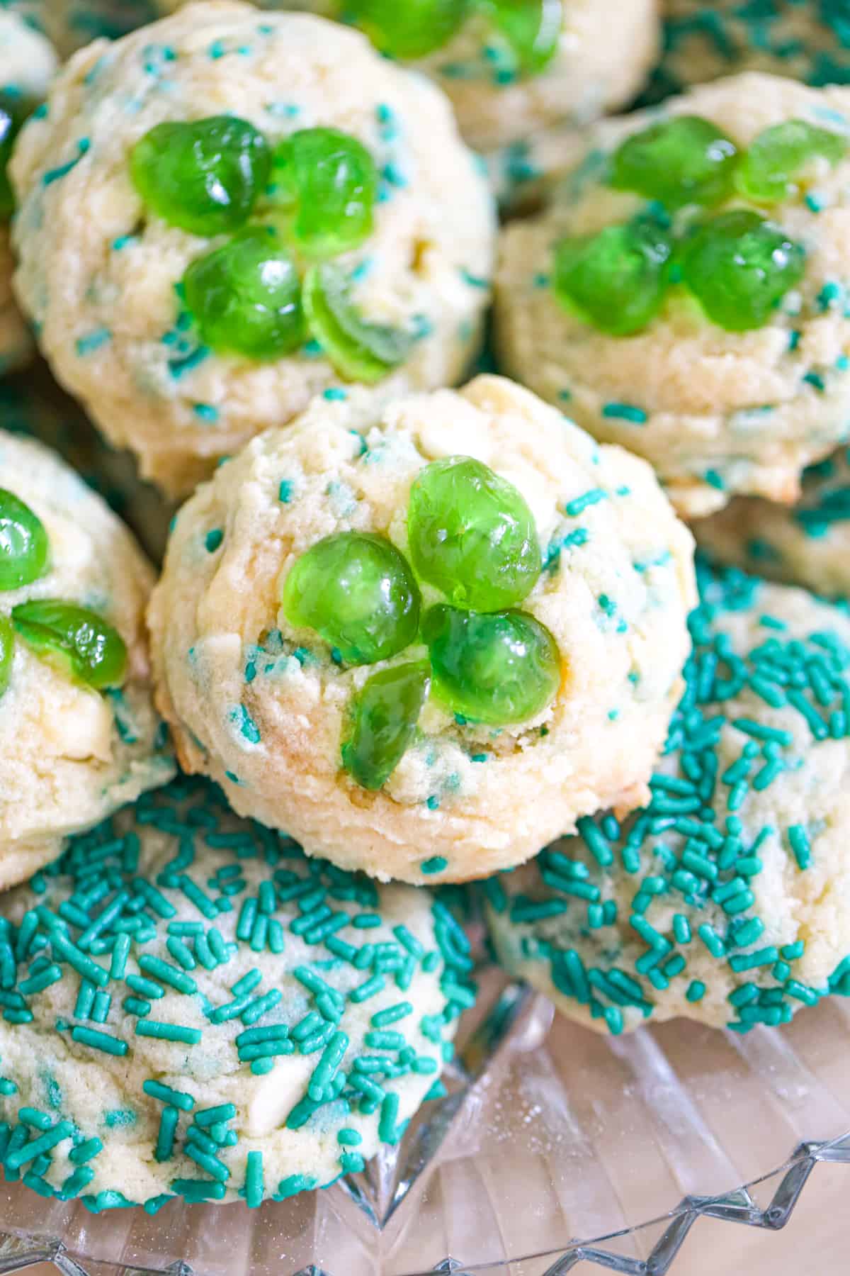 St Patrick's Day Green Cherry Shamrock Cookies