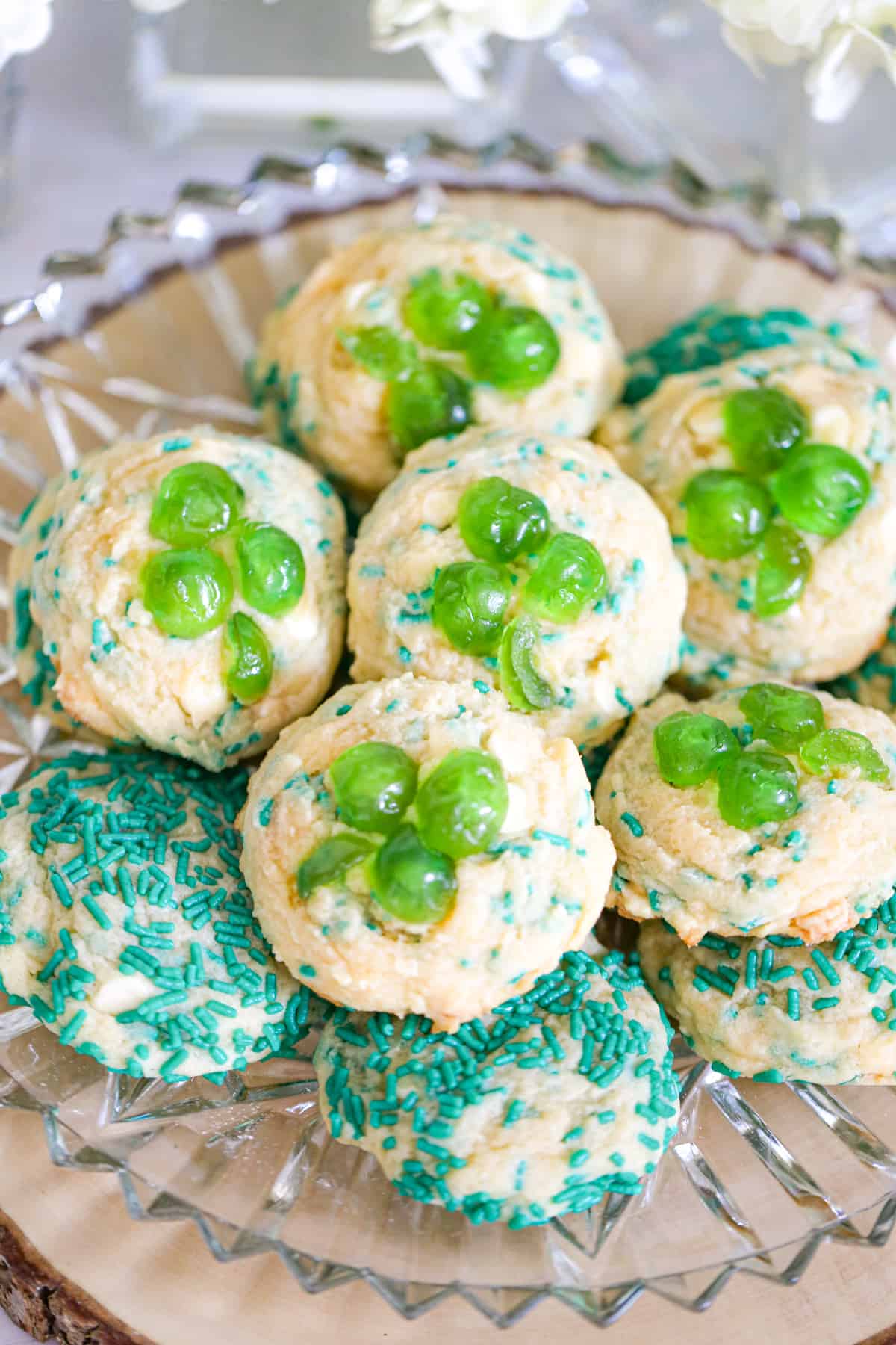 St Patrick's Day Green Cherry Shamrock Cookies