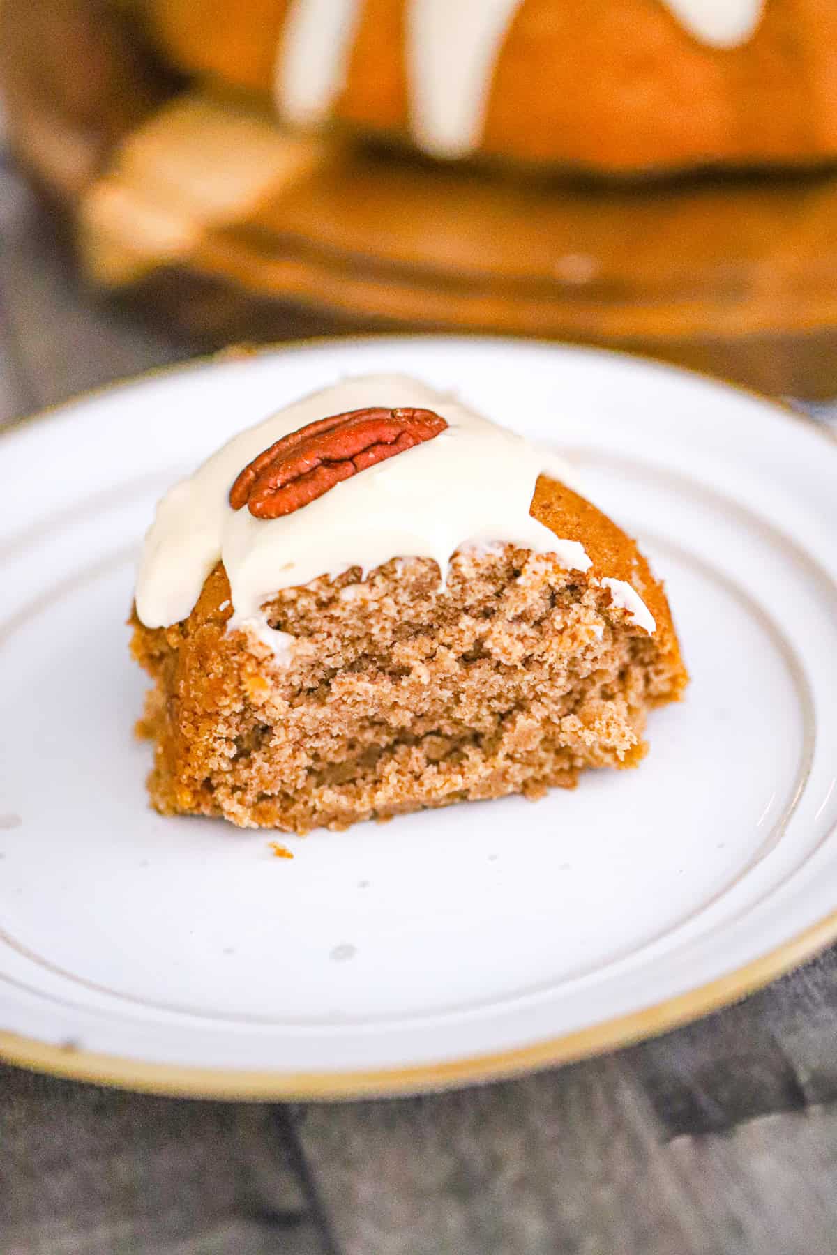 spice cake mix bundt cake with glaze drizzle