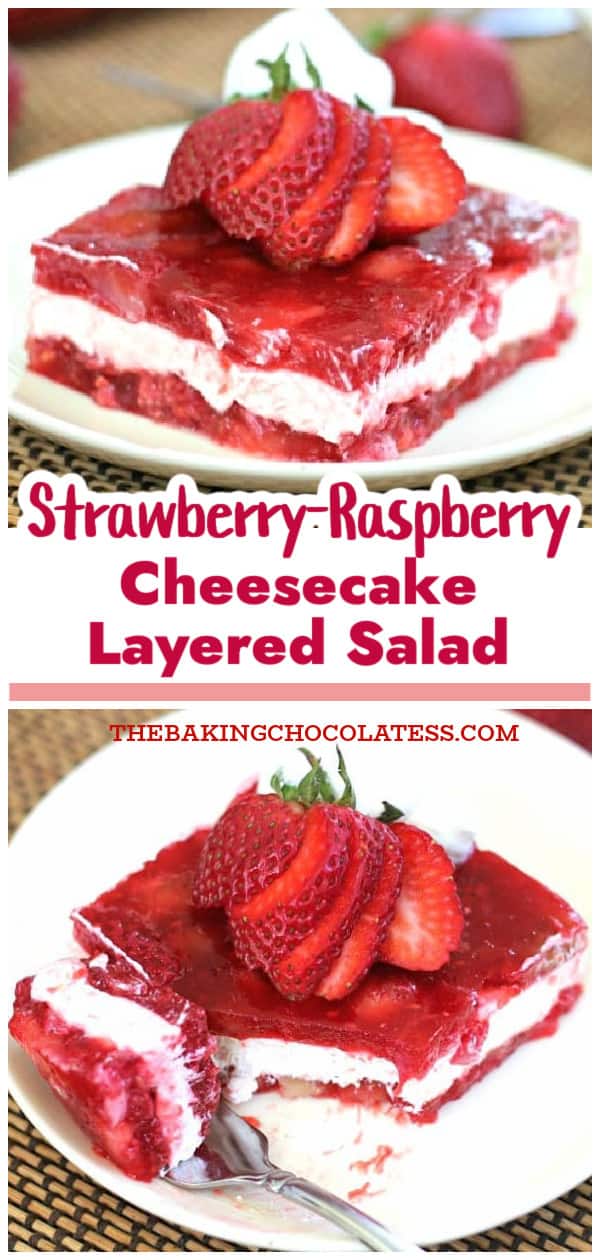 Strawberry-Raspberry Jello Whipped Cheesecake Layered Salad