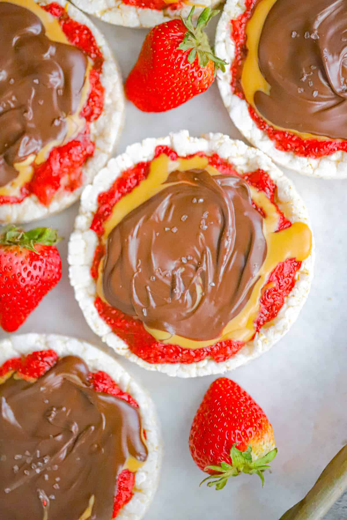 Strawberry Peanut Butter Chocolate Rice Cakes