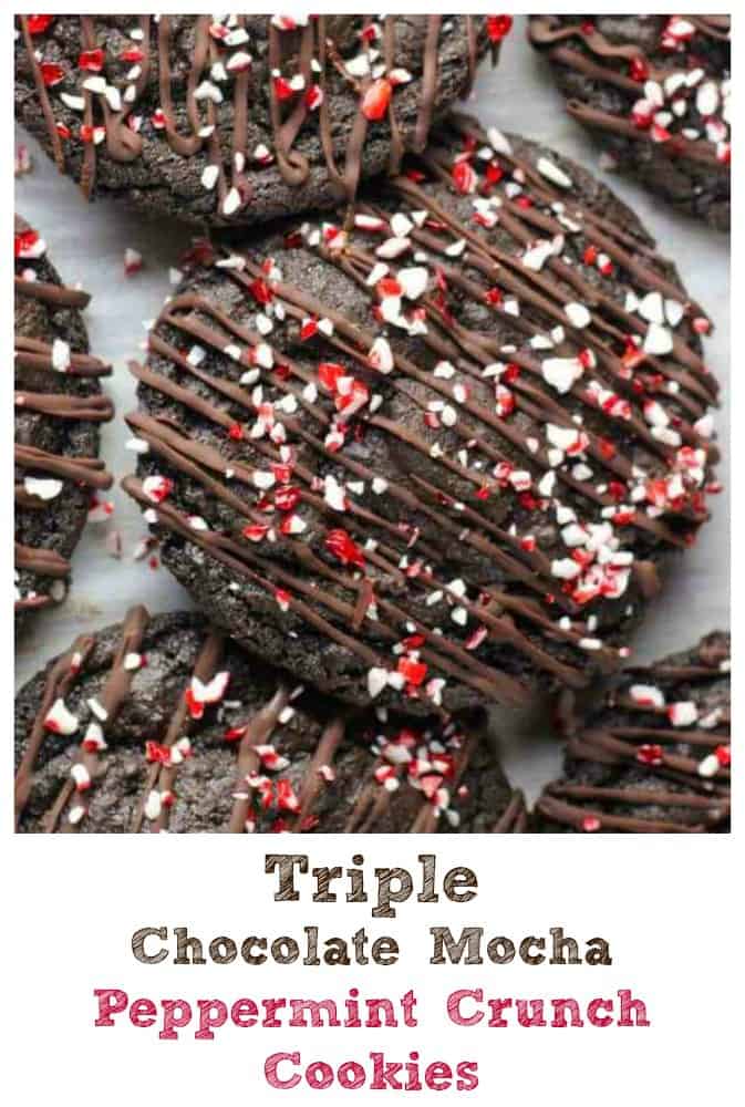 Triple Chocolate Mocha Peppermint Crunch Cookies