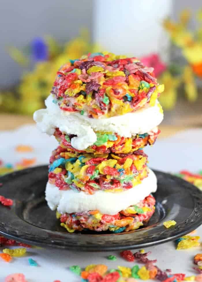 Fruity Pebbles Ice Cream Sandwiches