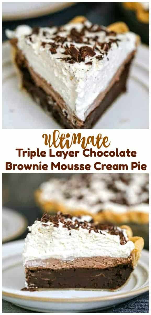 Ultimate Triple Layer Chocolate Brownie Mousse Cream Pie @ The Baking ChocolaTess cream pie recipes easy