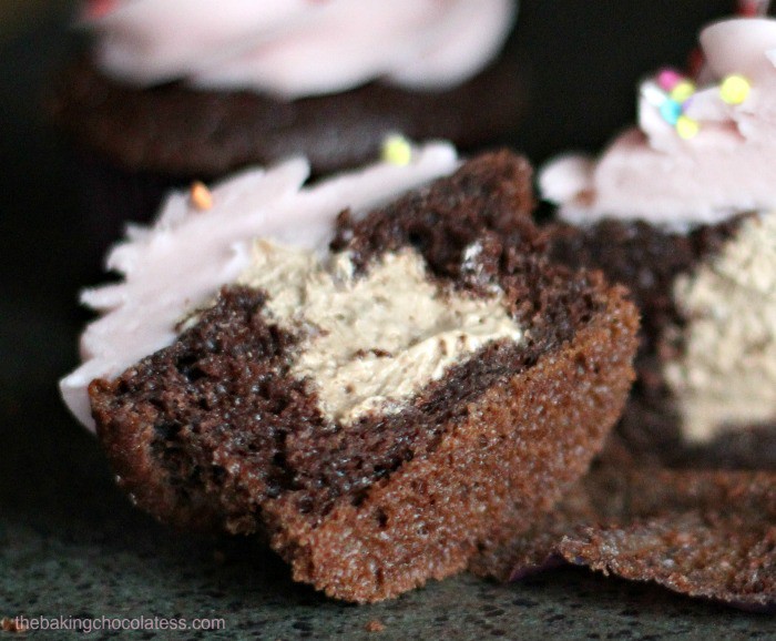 "Lovey-Dovey" Chocolate Heart Raspberry Chocolate Mousse Cupcakes